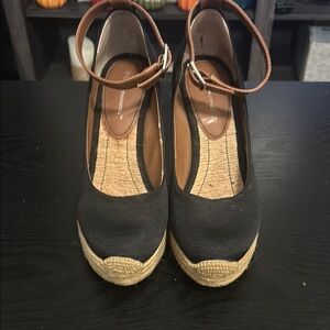 Black Espadrille Wedge Sandals